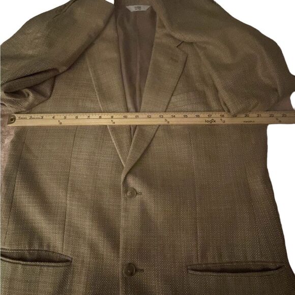 Versini 100% Silk Sport Coat Blazer Jacket Men’s 39 Long Beige/ Tan/ Woven - Picture 8 of 9